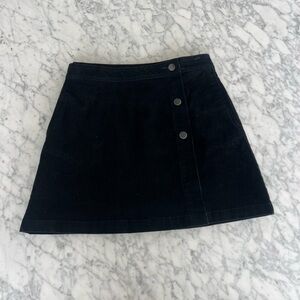 Abound Black Mini Corduroy Skirt with Front Button Detail